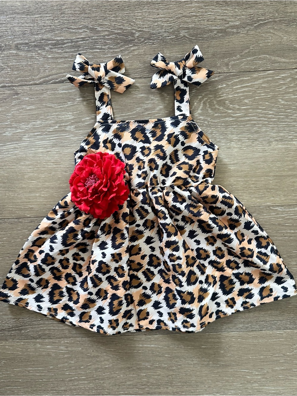 Toddler Girl Leopard Bow-Tie Strap Dress - 2T